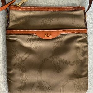 Lauren Ralph Lauren Olive and Tan Crossbody Bag